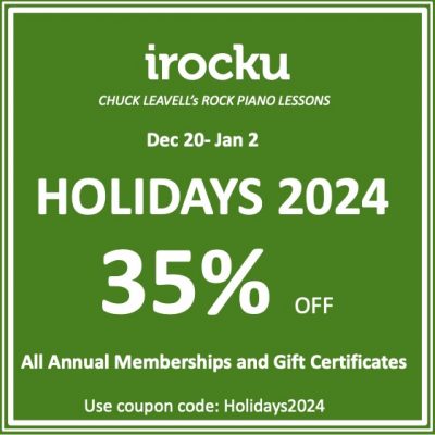 2024 Holiday Special. 35% discount off an Annual IROCKU Piano Membership Gift Certificate.